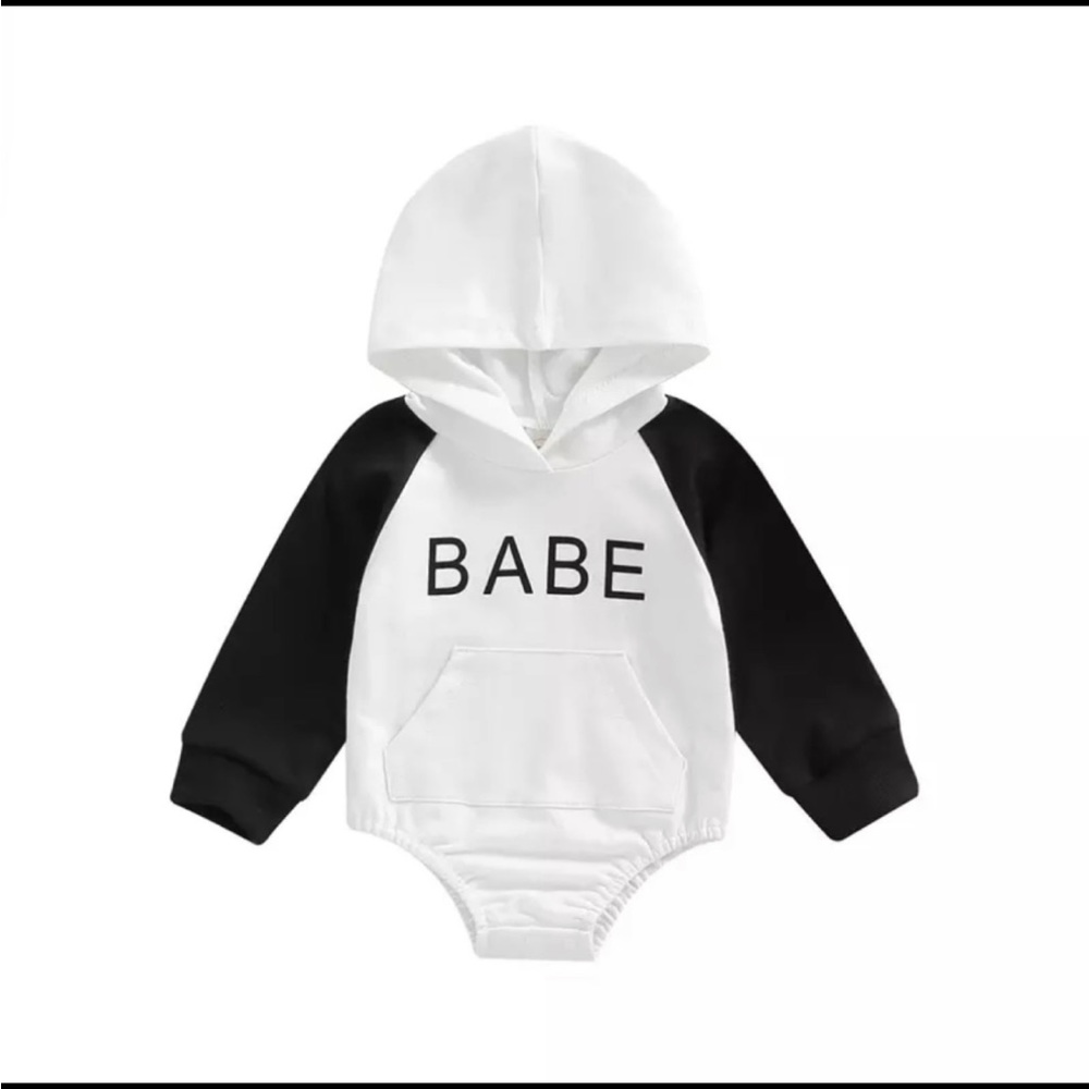 Babe infant baby girl black white hoodie sweatshirt BABE NEW